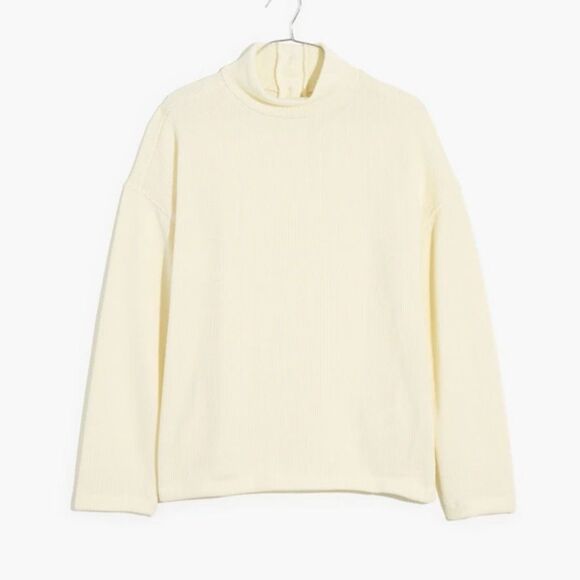 Madewell Women's Ivory Button Back Sweater 2XS Mock Neck Pullover - Picture 1 of 6